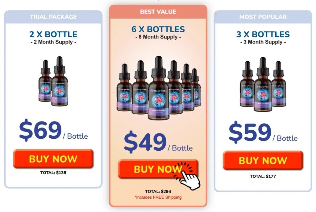 NeuroPrime discount packages 2 3 and 6 bottles
